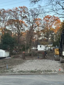 The lot after the trees have been cut down
