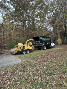 A wood chipper helped to shred the branches